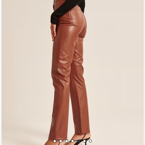 Abercrombie & Fitch Vegan Leather 90s Straight Pant - Picture 4 of 15